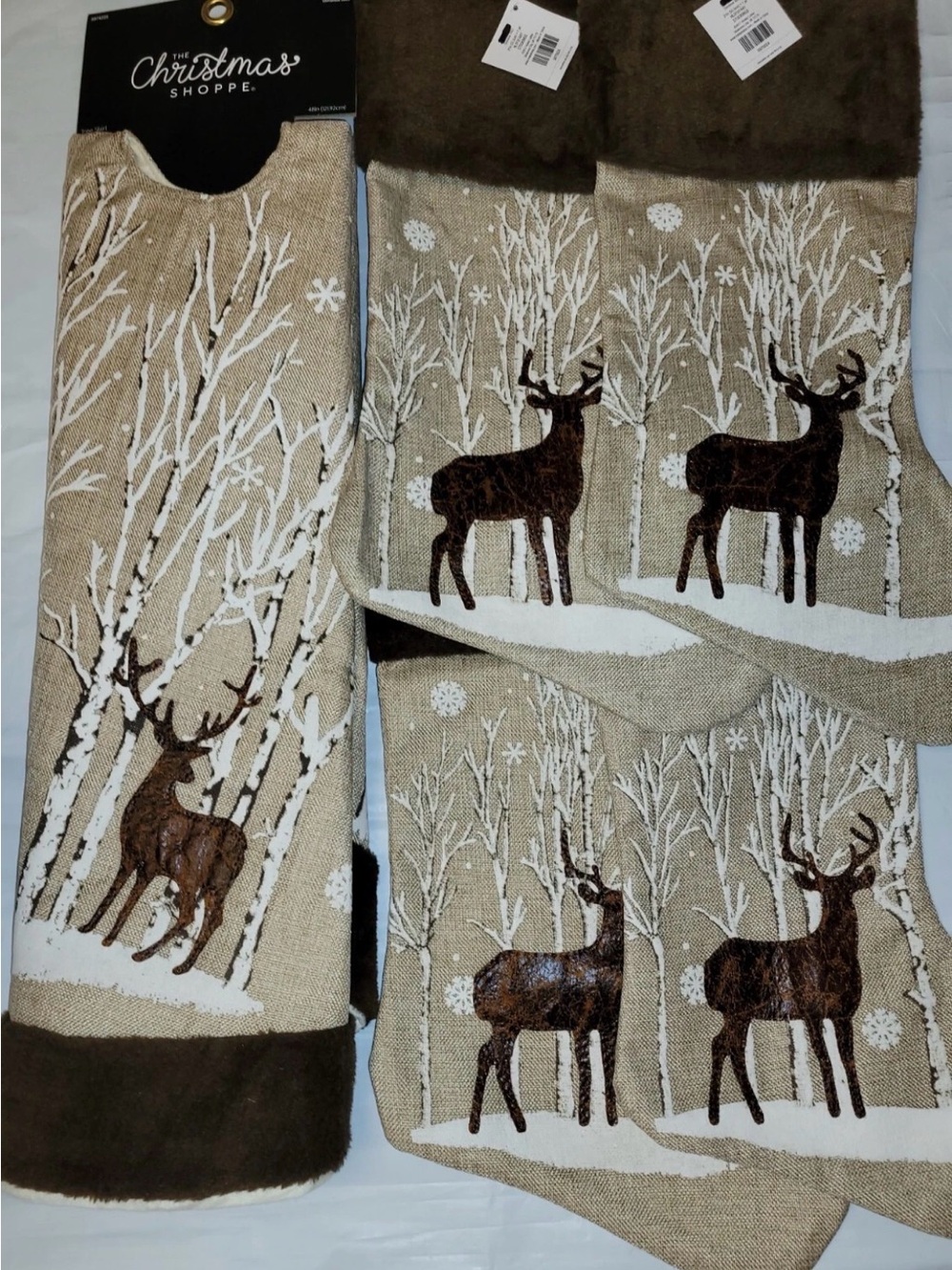 48" Tree Skirt & 4 Christmas Stockings - Deer Brown Rustic Hobby Lobby Farmhouse